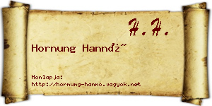 Hornung Hannó névjegykártya